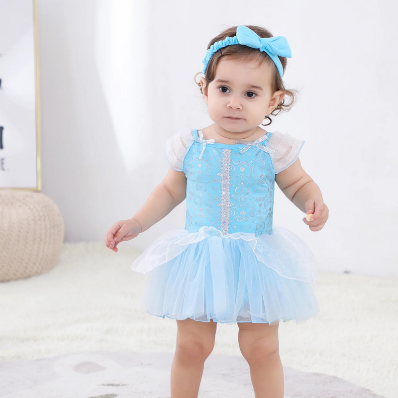 Conjunto Bebê Meninas Princesas: Elsa, Anna, Branca de Neve | Vestido e Faixa de Cabeça Fantasia Para Menina Bebê Universo Dos Pequenos