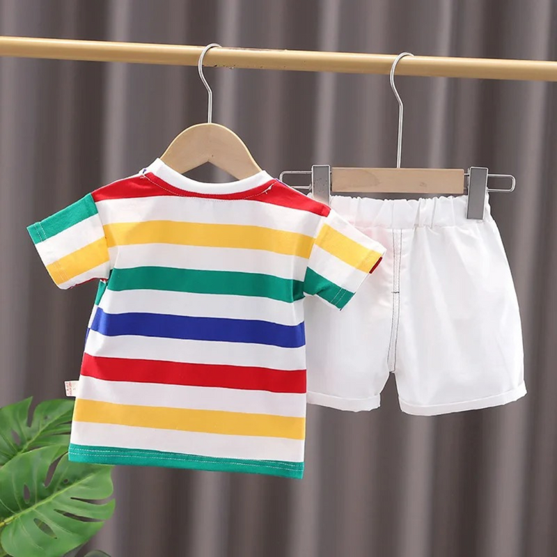 Conjunto Infantil Verão Meninos – Camiseta Dinossauro + Shorts + Mochila Loja de Roupa Infantil Universo dos Pequenos