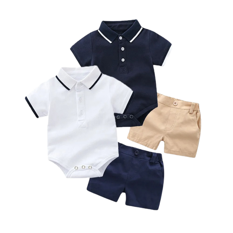 Conjunto Polo e Short para Bebês Meninos em Algodão para Verão