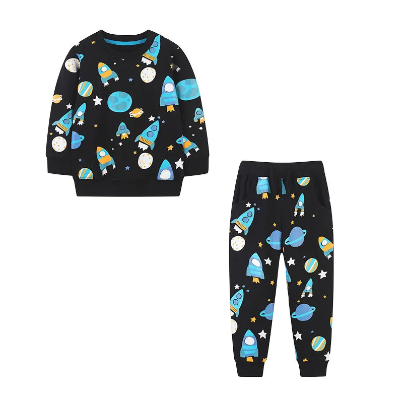 Conjunto Infantil de Moletom Masculino com Foguetes