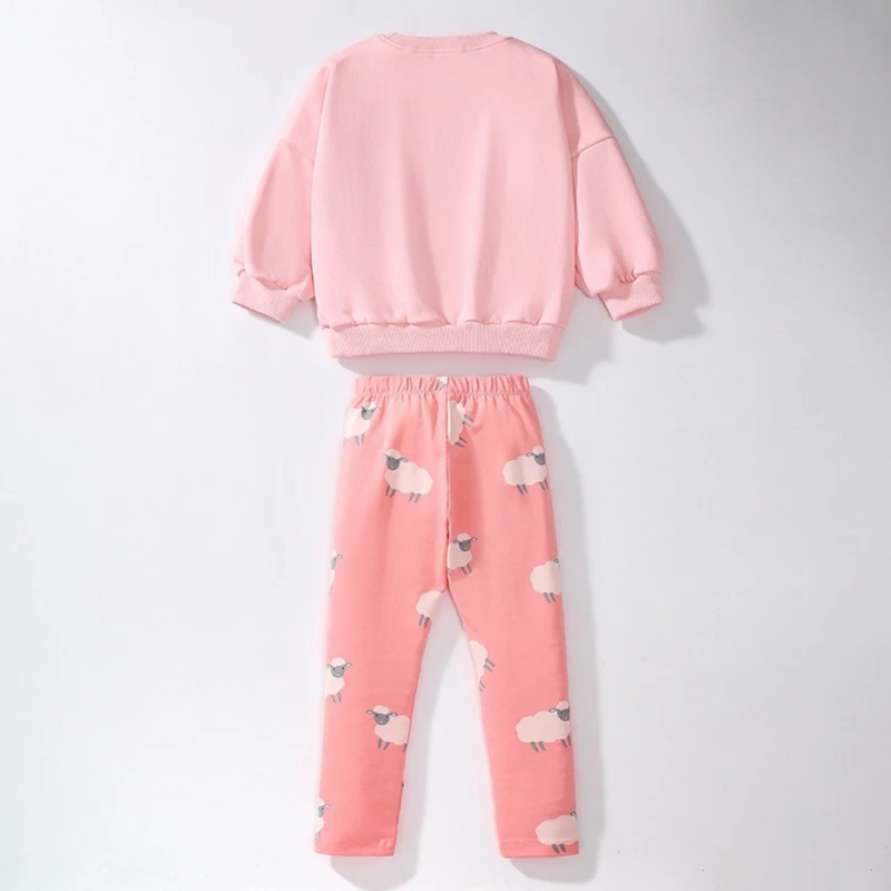 Conjunto de Moletom Infantil Feminino com Estampa de Ovelhas