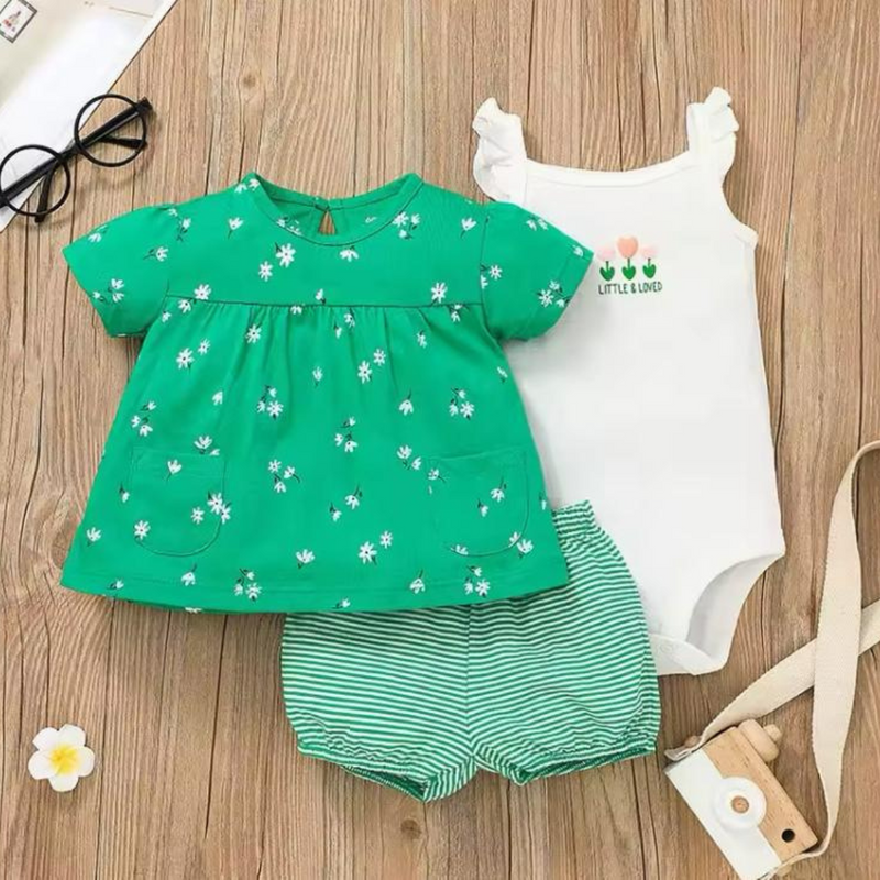 Conjunto de Verão para Bebê Meninas com 3 Peças