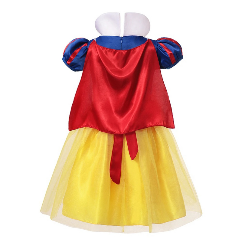 Encante sua filha com a fantasia Branca de Neve! Vestido de princesa com capa, coroa, varinha, e mais. Perfeito para festas de aniversário, Carnaval e Natal.