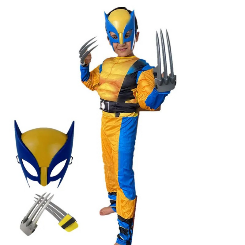 Fantasia Infantil Wolverine Cosplay - Macacão com Máscara e Luvas | Halloween e Festas Loja de Fantasia Infantil Universo dos Pequenos