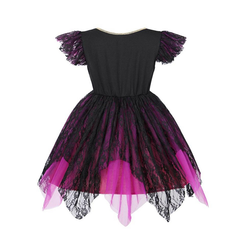 Compre a Fantasia de Bruxa para Meninas. Vestido longo com renda, tule, e acessórios para Halloween, Carnaval e festas de cosplay. Ideal para crianças.