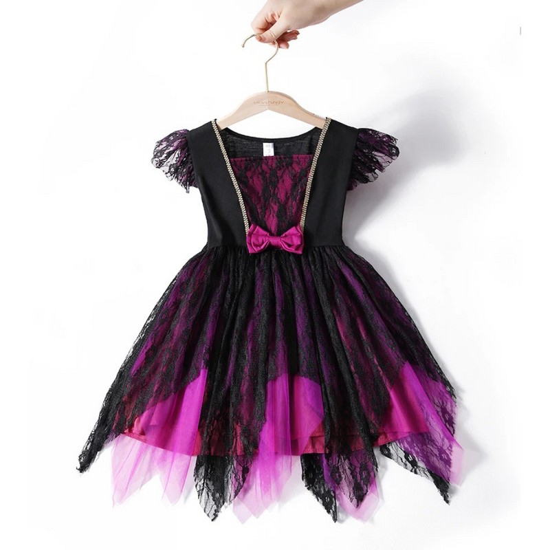 Compre a Fantasia de Bruxa para Meninas. Vestido longo com renda, tule, e acessórios para Halloween, Carnaval e festas de cosplay. Ideal para crianças.