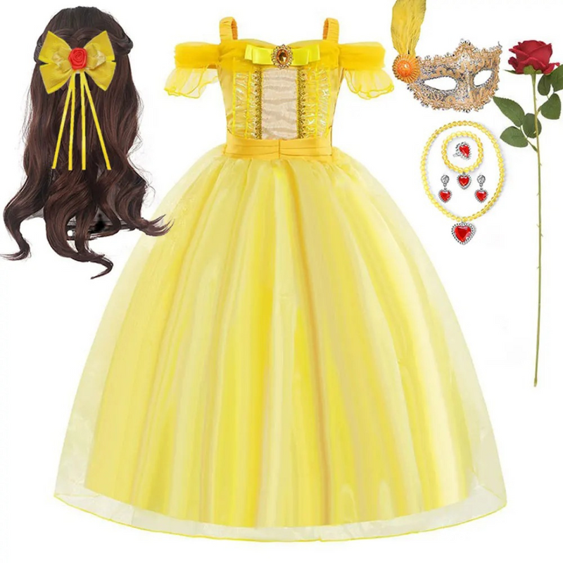 Fantasia Infantil da Princesa Bela | Vestido Amarelo para Meninas LOJA INFANTIL DE FANTASIAS UNIVERSO DOS PEQUENOS