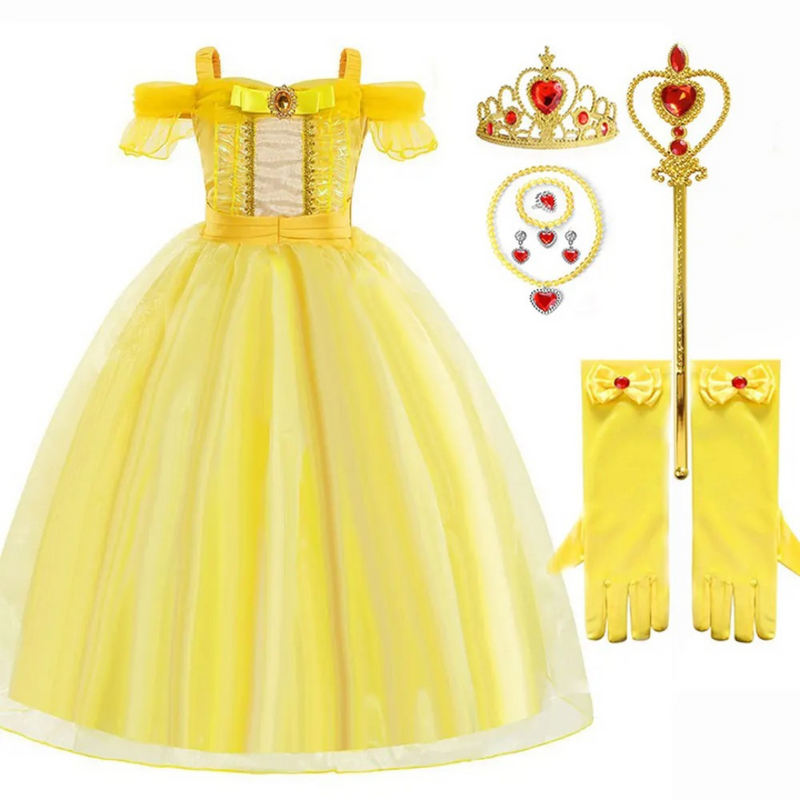 Fantasia Infantil da Princesa Bela | Vestido Amarelo para Meninas LOJA INFANTIL DE FANTASIAS UNIVERSO DOS PEQUENOS