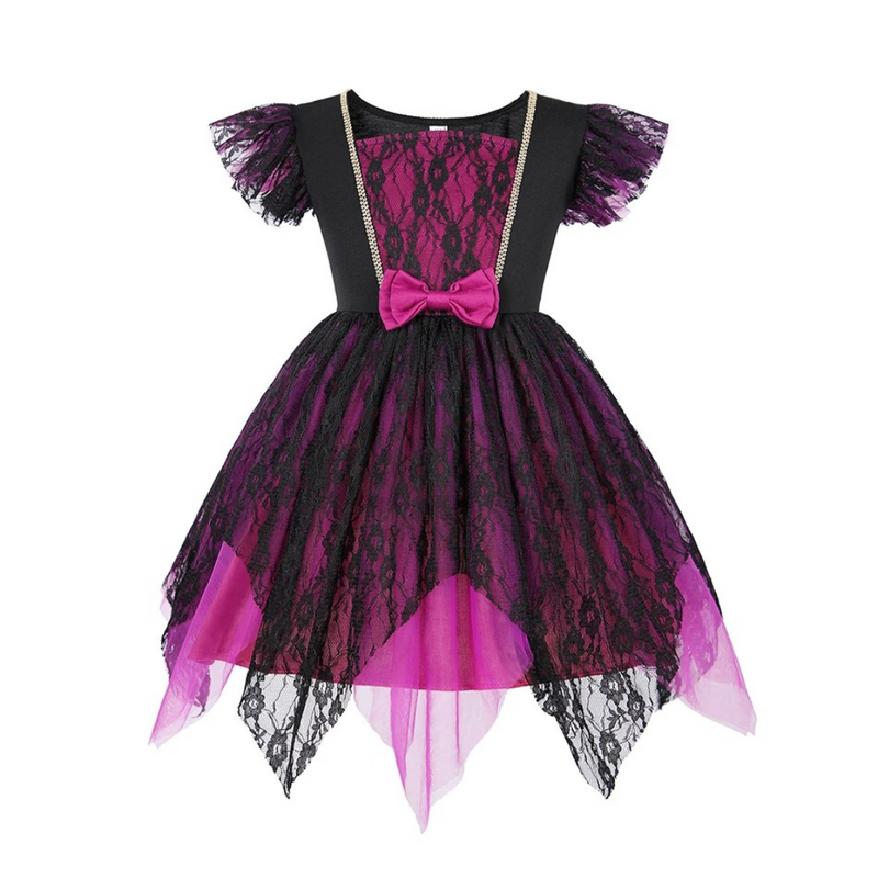 Compre a Fantasia de Bruxa para Meninas. Vestido longo com renda, tule, e acessórios para Halloween, Carnaval e festas de cosplay. Ideal para crianças.