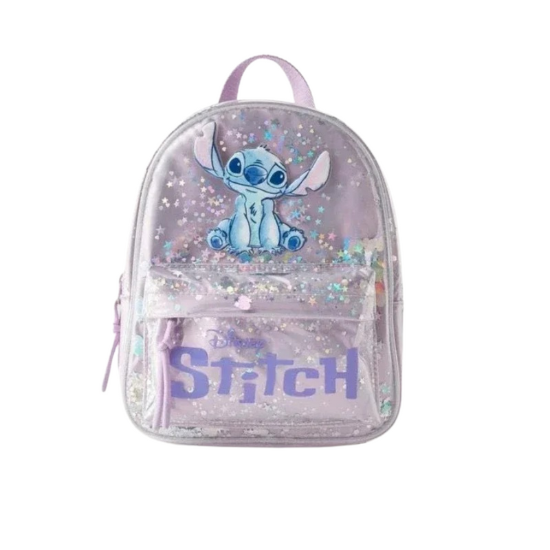 Encante sua pequena com a Mochila Escolar Disney com Lantejoulas. Feita de PVC e nylon, com zíper lilás brilhante e bolso frontal com Stitch, é ideal para o jardim de infância. Elegante, versátil e resistente.