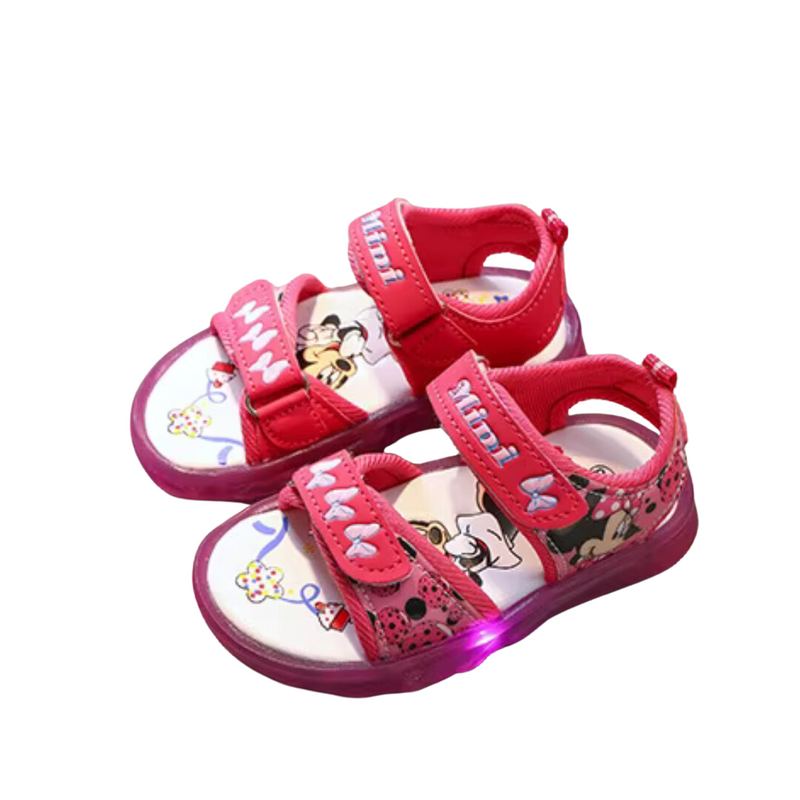 Sandália Infantil da Minnie com Luzes de LED para Meninas