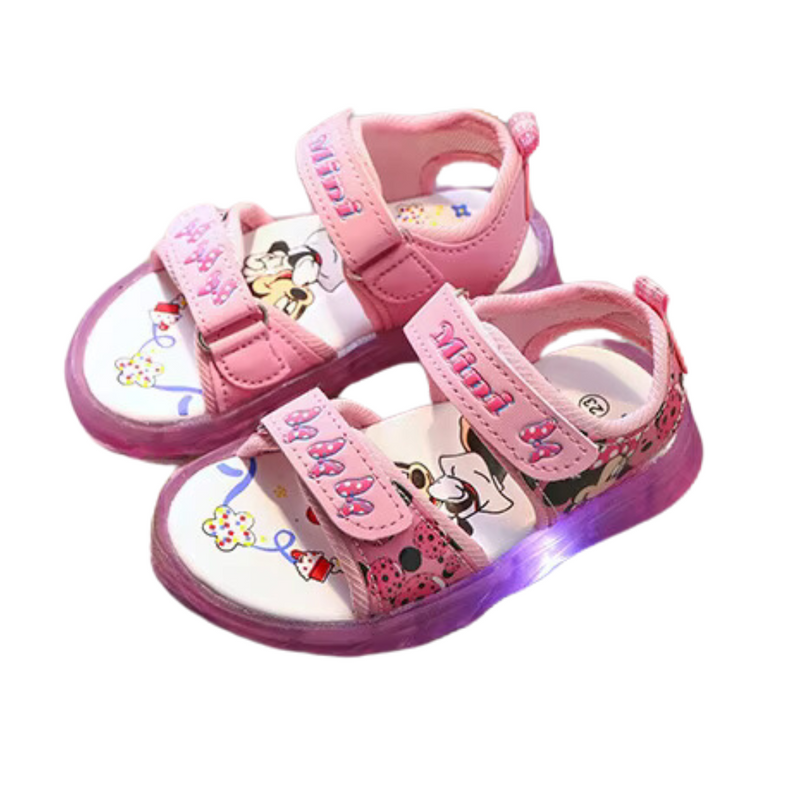 Sandália Infantil da Minnie com Luzes de LED para Meninas