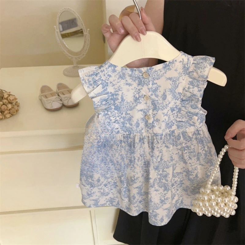 Vestido Infantil Com Estampa Estilo Francês para Meninas