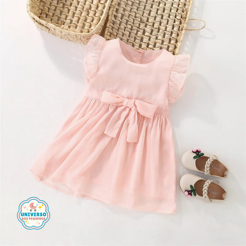 Vestido Infantil Feminino com Aplique de Laço