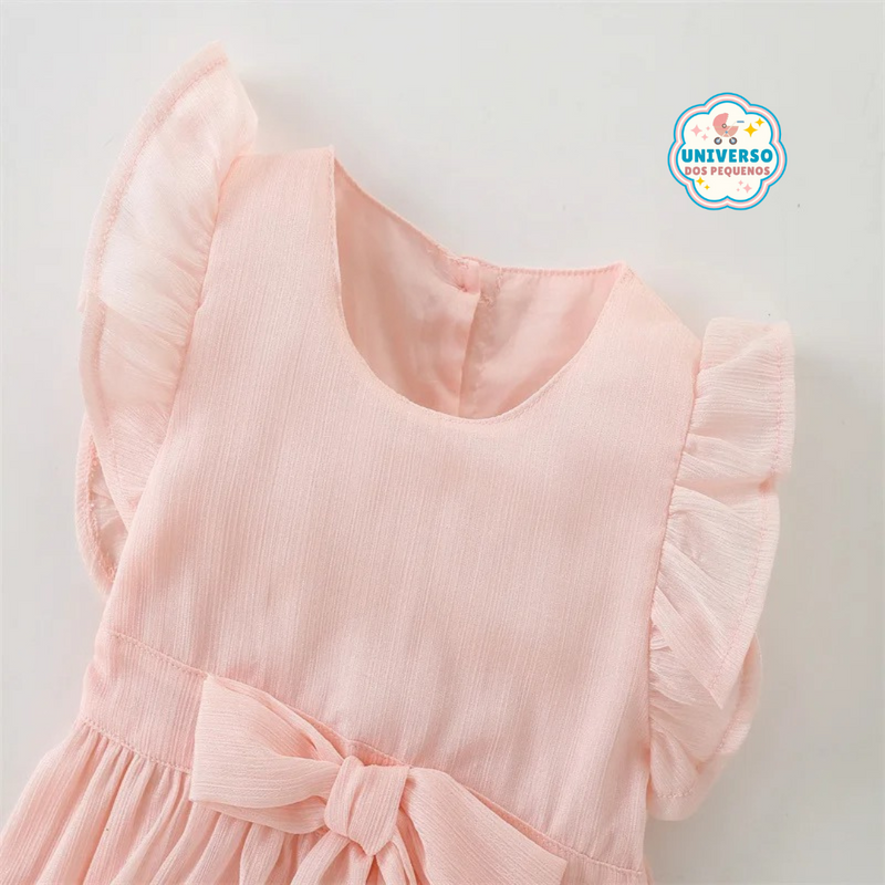 Vestido Infantil Feminino com Aplique de Laço