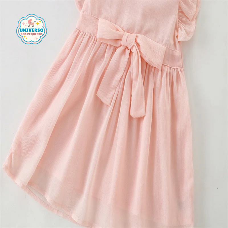 Vestido Infantil Feminino com Aplique de Laço